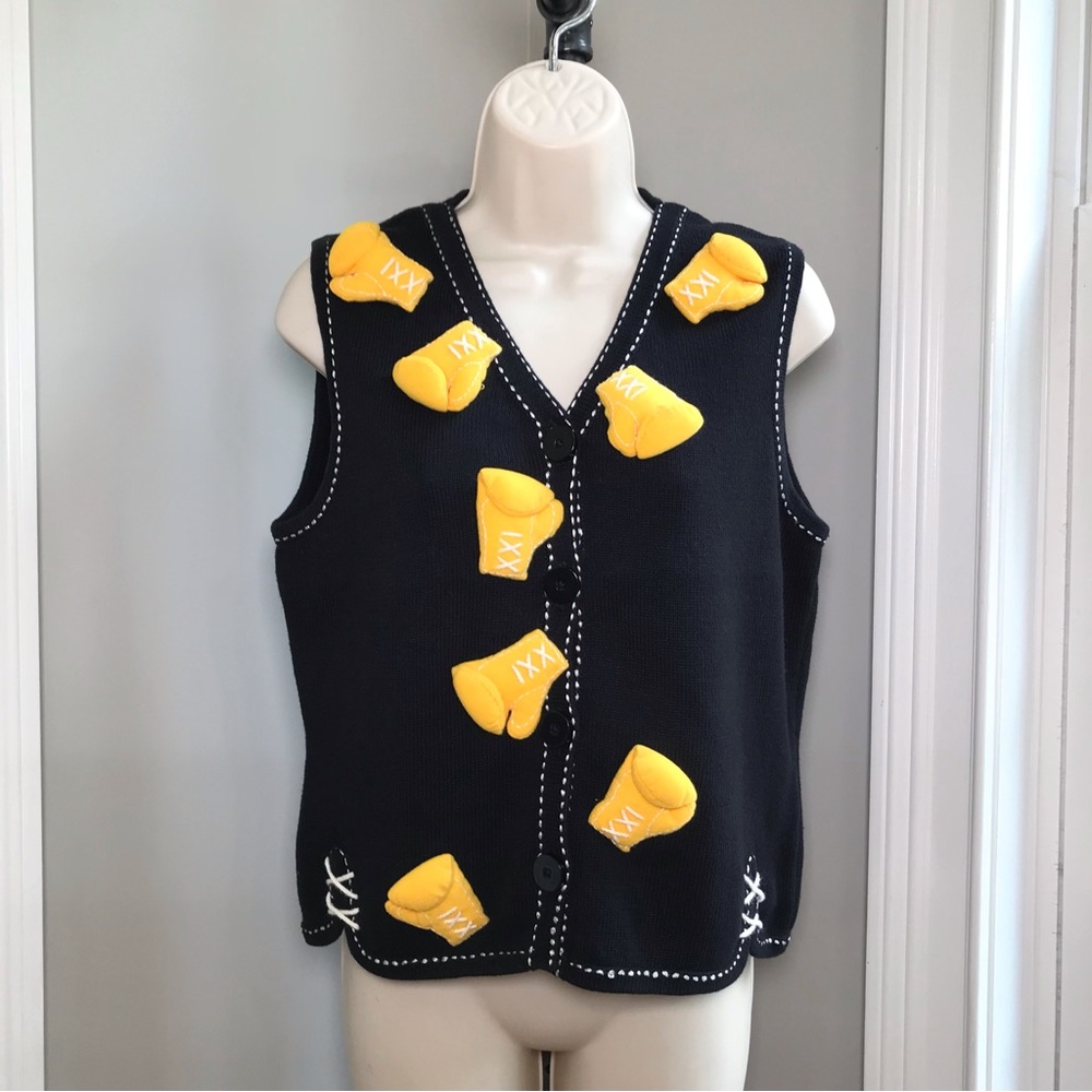 Rare Vintage Michael Simon Boxing Gloves Sweater Vest ~ Women’s Small EUC
